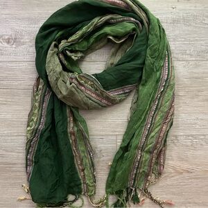 Green Scarf with Pink Accents